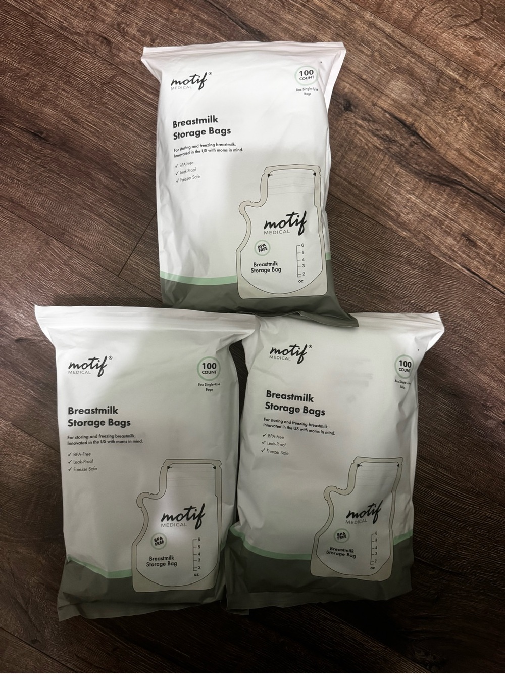 NEW Motif Medical Breastmilk Storage Bags - 100 ct bags x 3